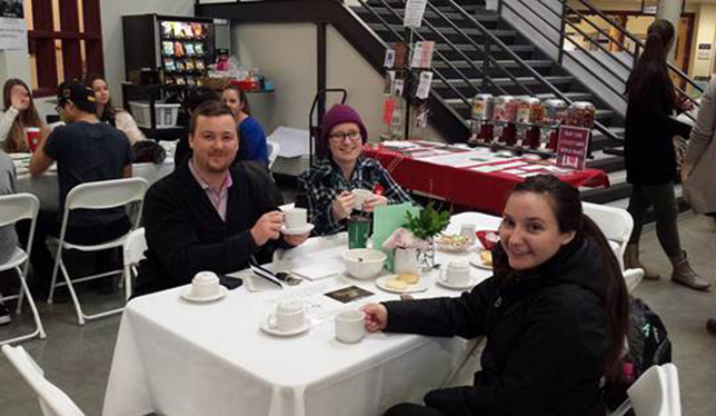 Students enjoy a cuppa at the 2015 Consent Tea. 