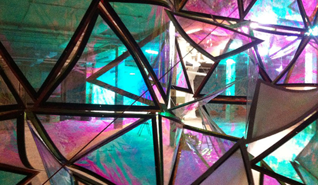A look at Aleks Bartosik's work with iridescent materials. Photo courtesy of Queen's University.