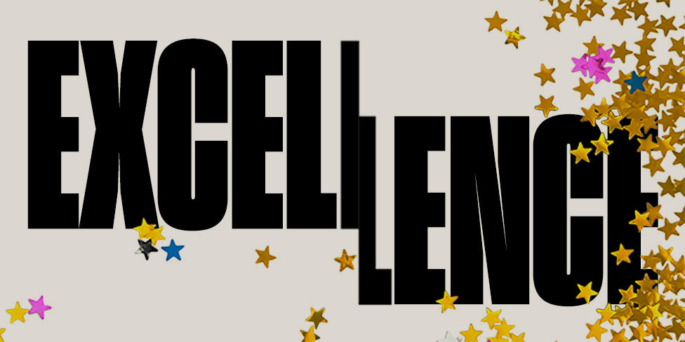 Animation of the word excellence, with stars.